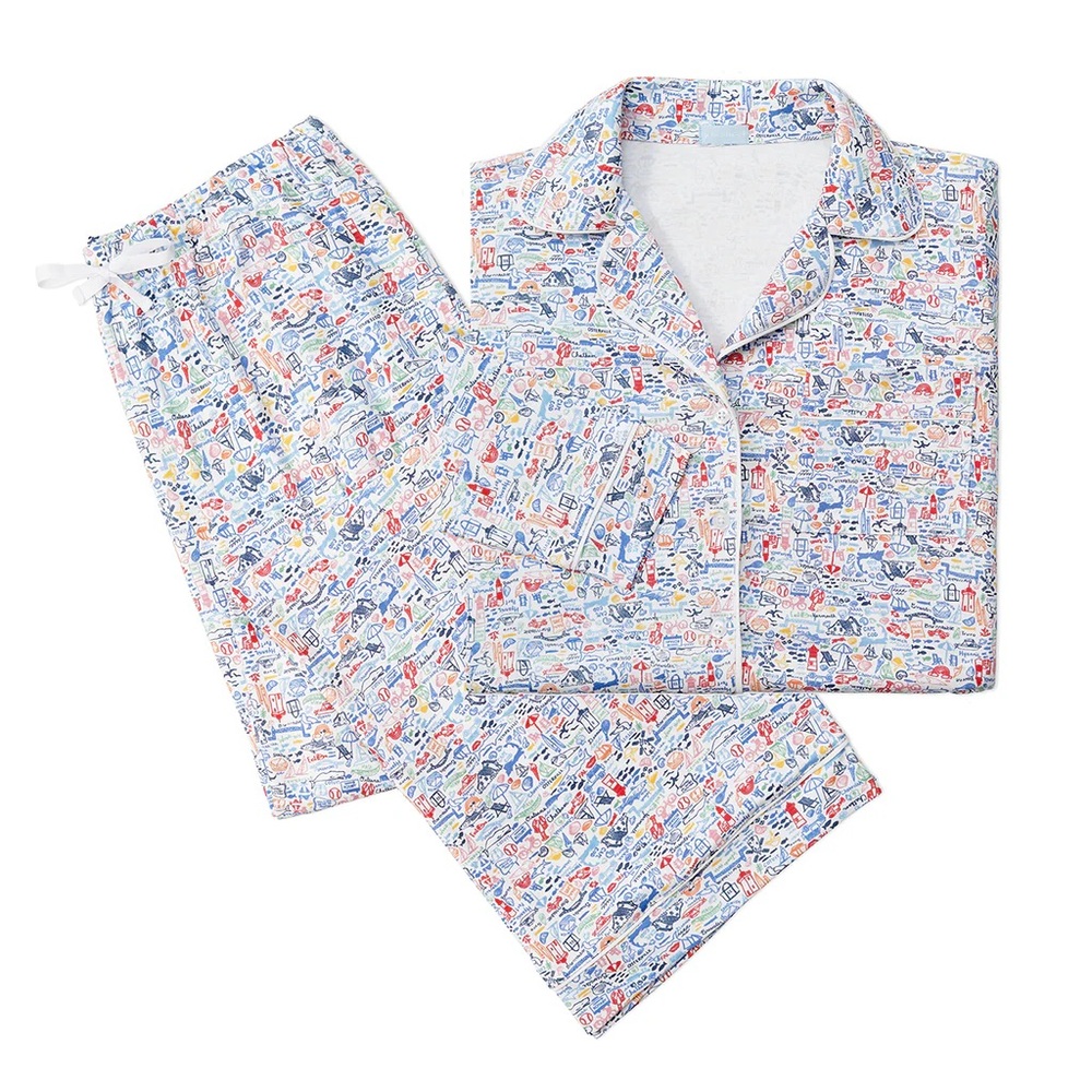 Joy Street Cape Cod Button Front Long Pajama Set Size XS